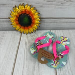Havaianas Kids Unicorn Print Pink Straps Flip Flops Sandals USA 10C EUR 27/28